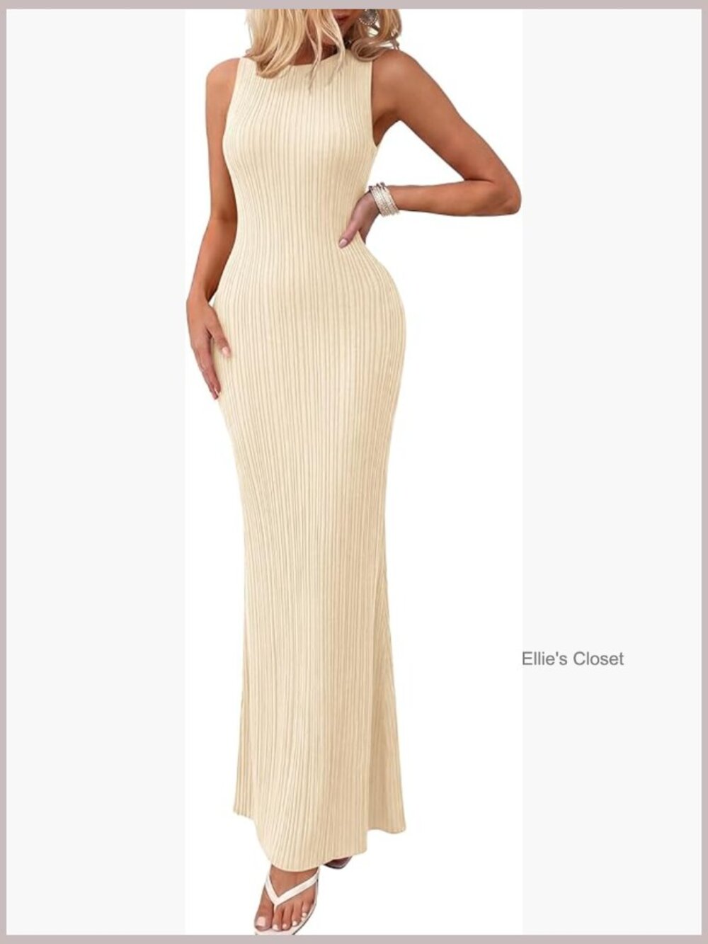 Ribbed Knit Bodycon Maxi Dress Sleeveless Casual Summer Party